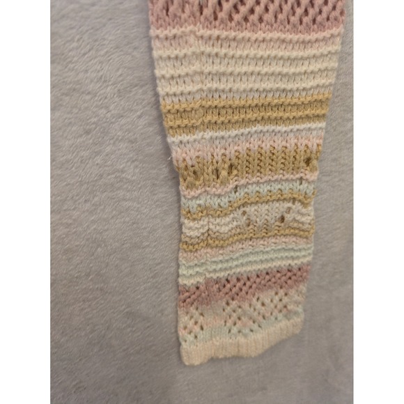 Aeropostale Womens Small Cropped Tie Front Cardigan Striped Pointelle Knit Pink - Picture 6 of 9